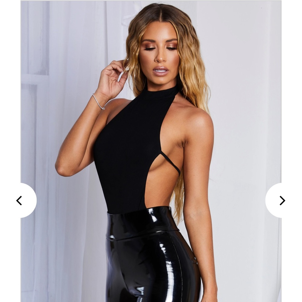 POSH SHOP LA | Black Backless Halter Bodysuit